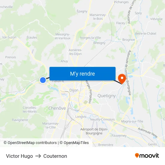 Victor Hugo to Couternon map