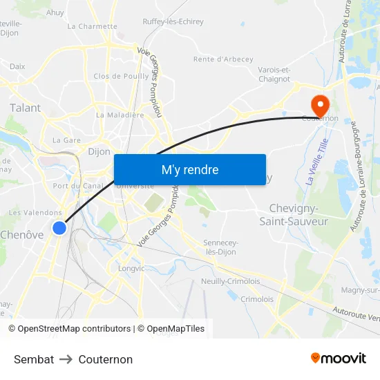 Sembat to Couternon map