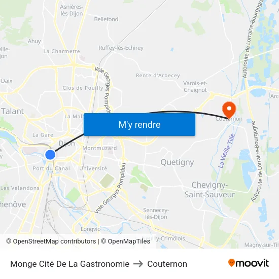Monge Cité De La Gastronomie to Couternon map