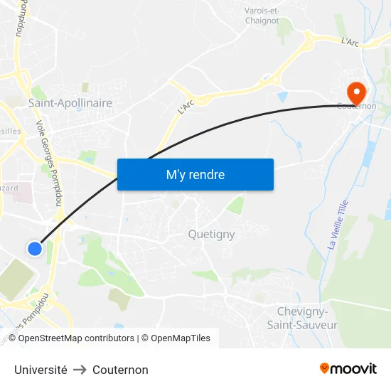 Université to Couternon map