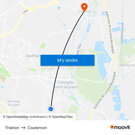 Trianon to Couternon map