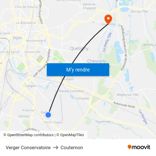 Verger Conservatoire to Couternon map