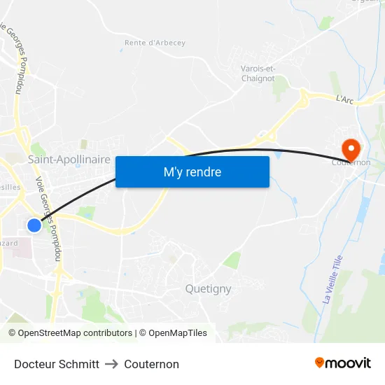 Docteur Schmitt to Couternon map