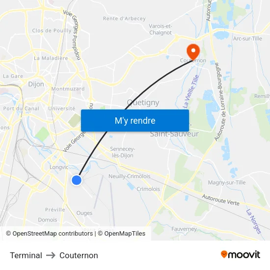 Terminal to Couternon map