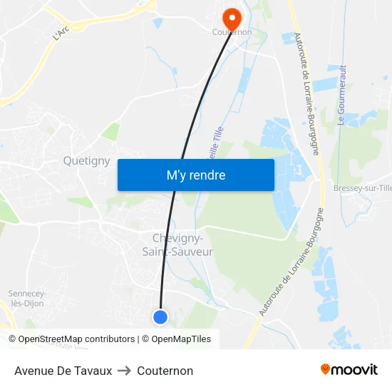 Avenue De Tavaux to Couternon map