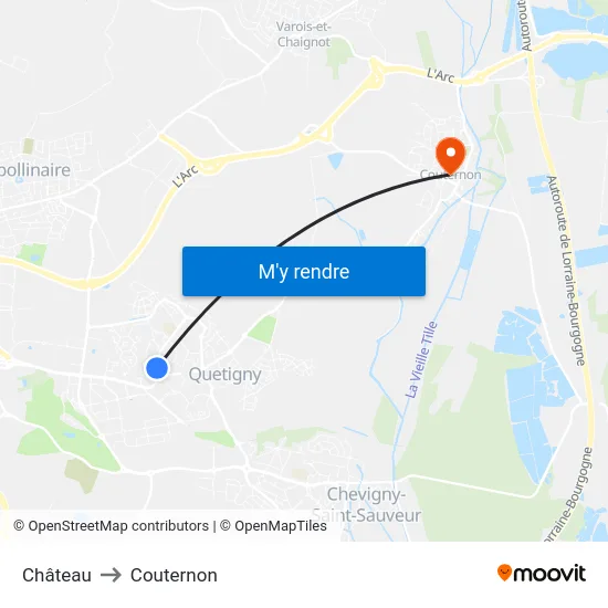 Château to Couternon map