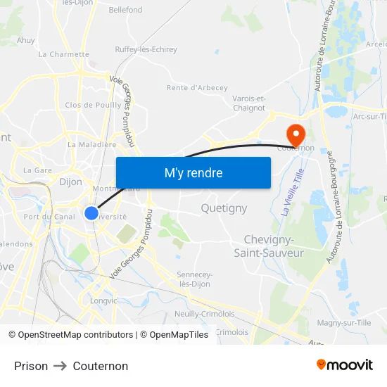 Prison to Couternon map