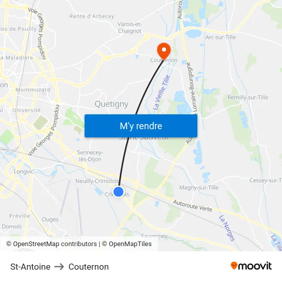 St-Antoine to Couternon map