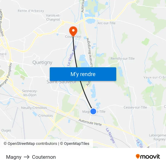 Magny to Couternon map