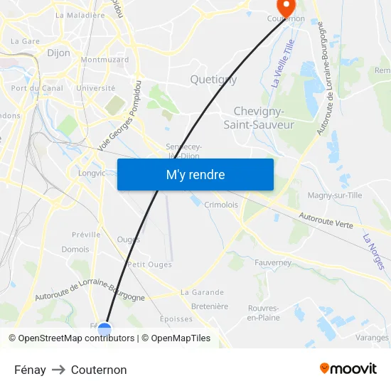 Fénay to Couternon map