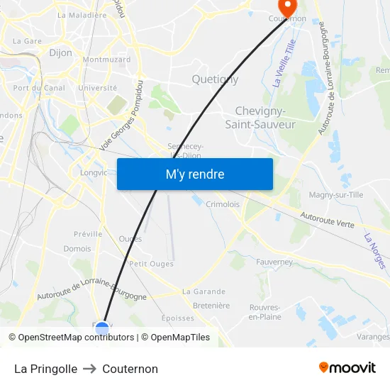 La Pringolle to Couternon map