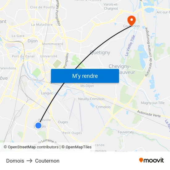 Domois to Couternon map