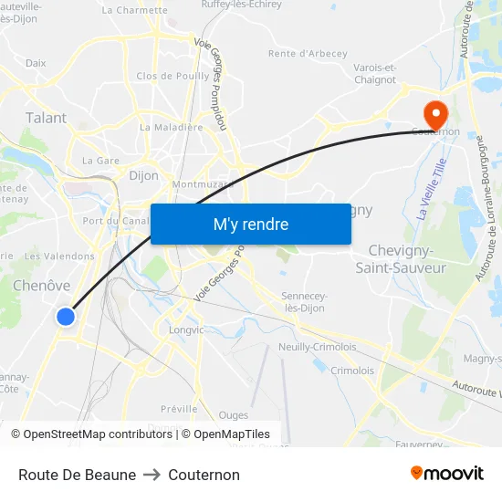 Route De Beaune to Couternon map