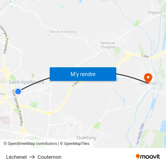 Léchenet to Couternon map