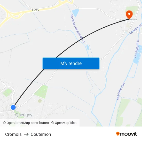 Cromois to Couternon map