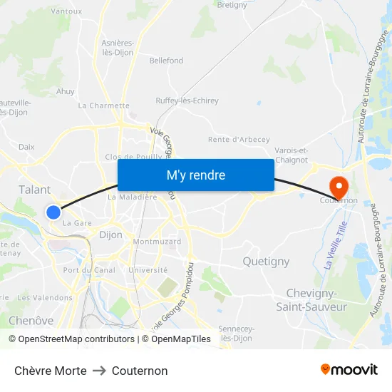 Chèvre Morte to Couternon map