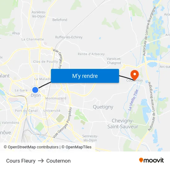 Cours Fleury to Couternon map