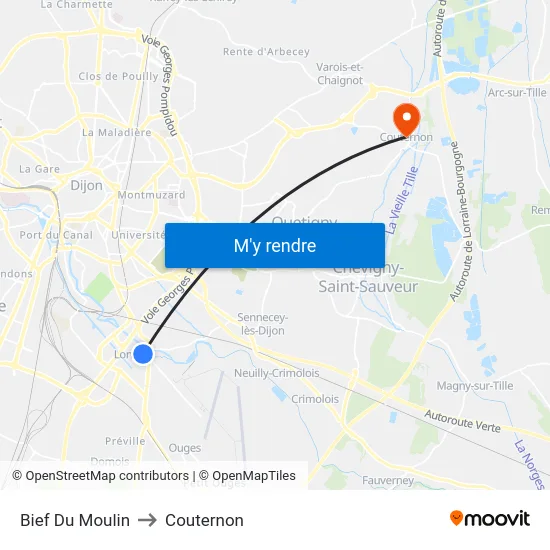 Bief Du Moulin to Couternon map