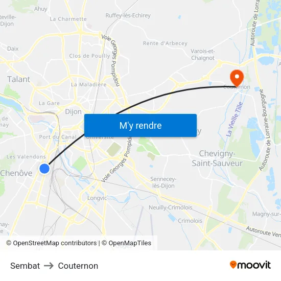 Sembat to Couternon map