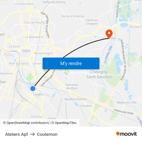 Ateliers Apf to Couternon map