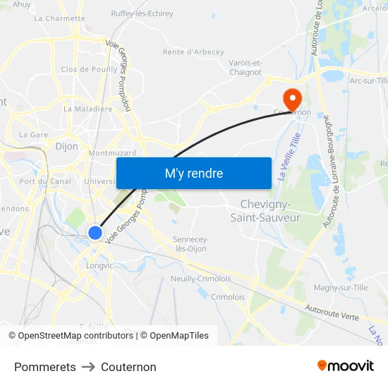 Pommerets to Couternon map