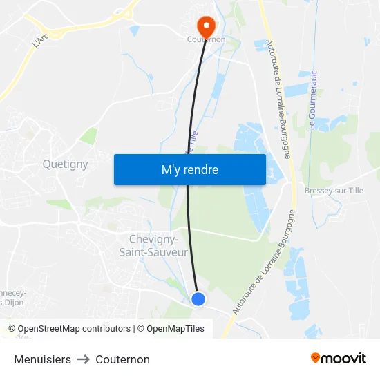 Menuisiers to Couternon map