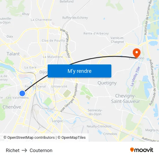 Richet to Couternon map