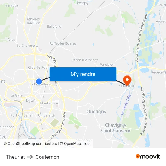 Theuriet to Couternon map
