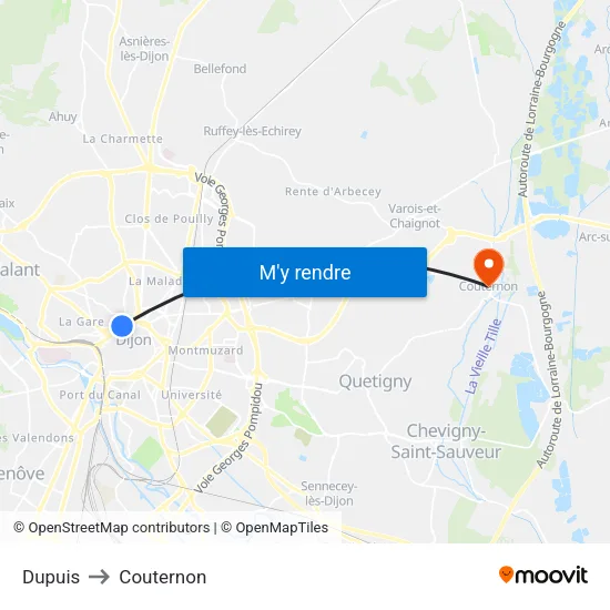 Dupuis to Couternon map