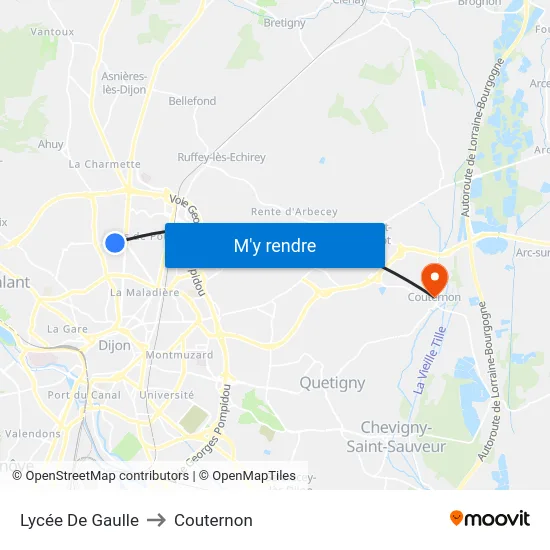 Lycée De Gaulle to Couternon map