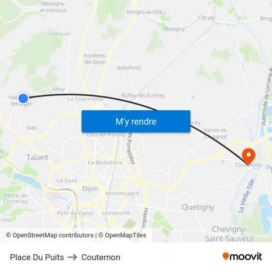 Place Du Puits to Couternon map