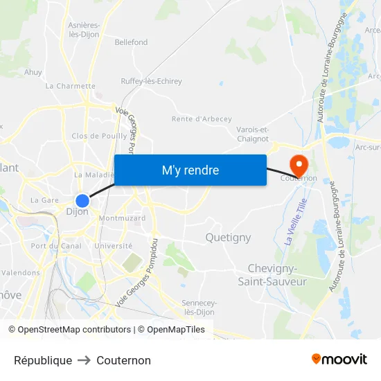 République to Couternon map