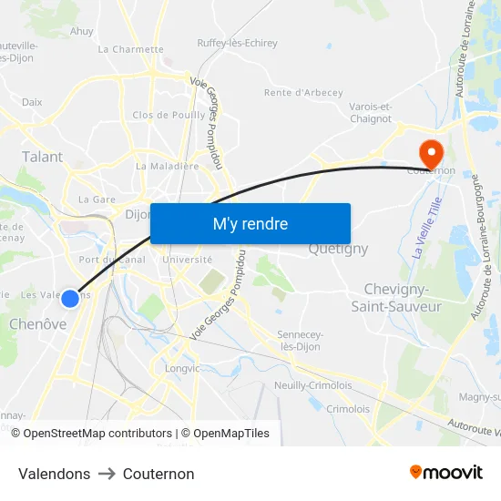 Valendons to Couternon map