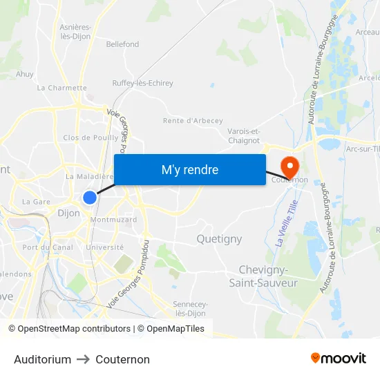 Auditorium to Couternon map