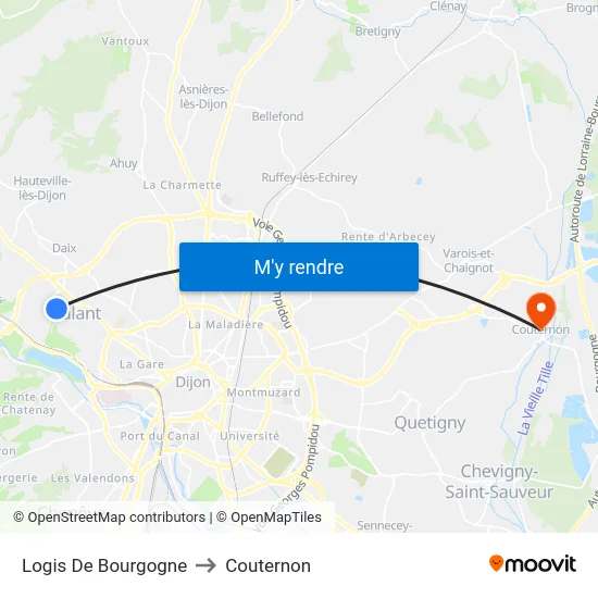 Logis De Bourgogne to Couternon map