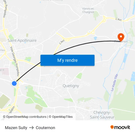 Mazen Sully to Couternon map