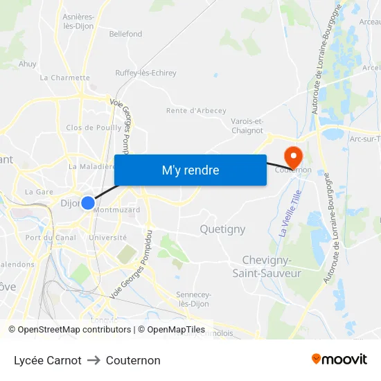 Lycée Carnot to Couternon map