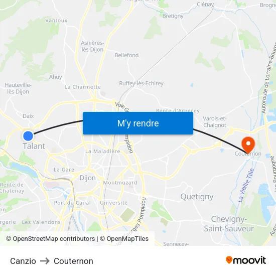 Canzio to Couternon map