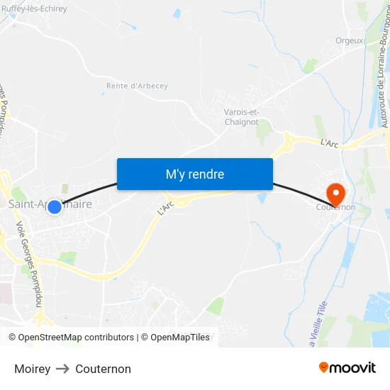 Moirey to Couternon map