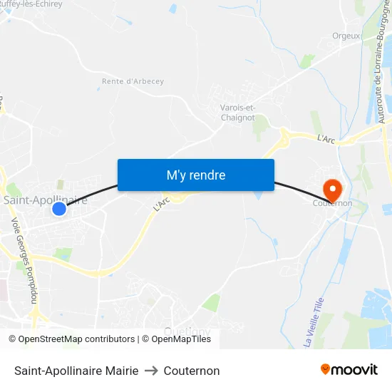 Saint-Apollinaire Mairie to Couternon map
