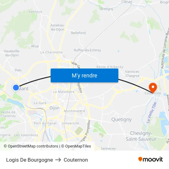 Logis De Bourgogne to Couternon map