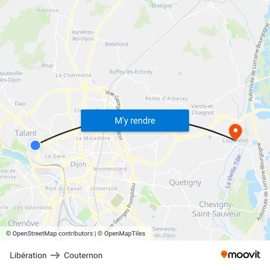 Libération to Couternon map