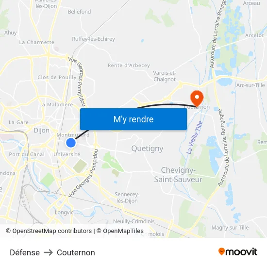 Défense to Couternon map