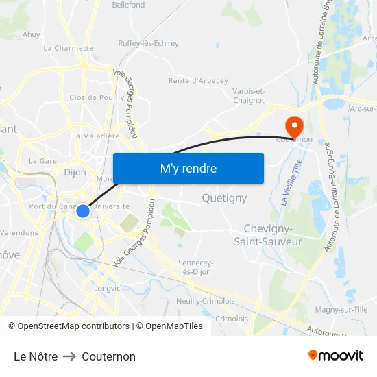 Le Nôtre to Couternon map
