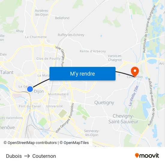 Dubois to Couternon map