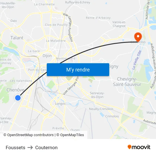 Foussets to Couternon map