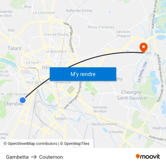 Gambetta to Couternon map