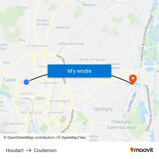Houdart to Couternon map