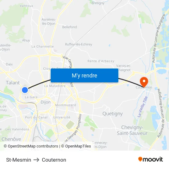 St-Mesmin to Couternon map