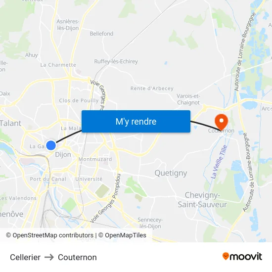 Cellerier to Couternon map